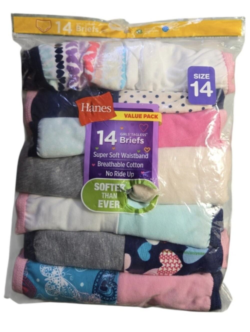Hanes Girls Hipster Underwear Pack, 14-Pack, Size: 14 New Open Bag.